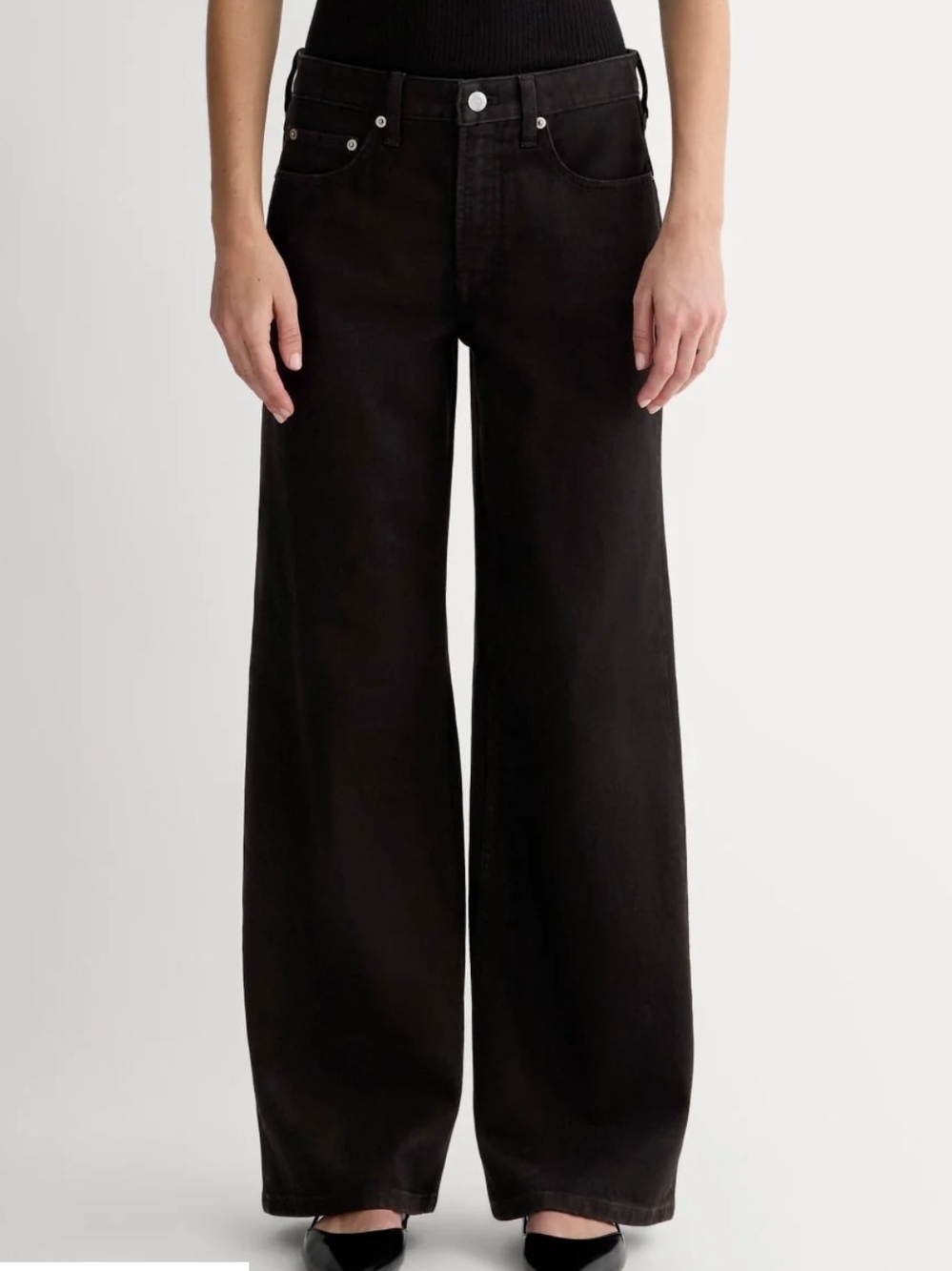 Everlane Baggy Jeans in Black W/ Organic Cotton Size 28 High Rise Wide Leg
